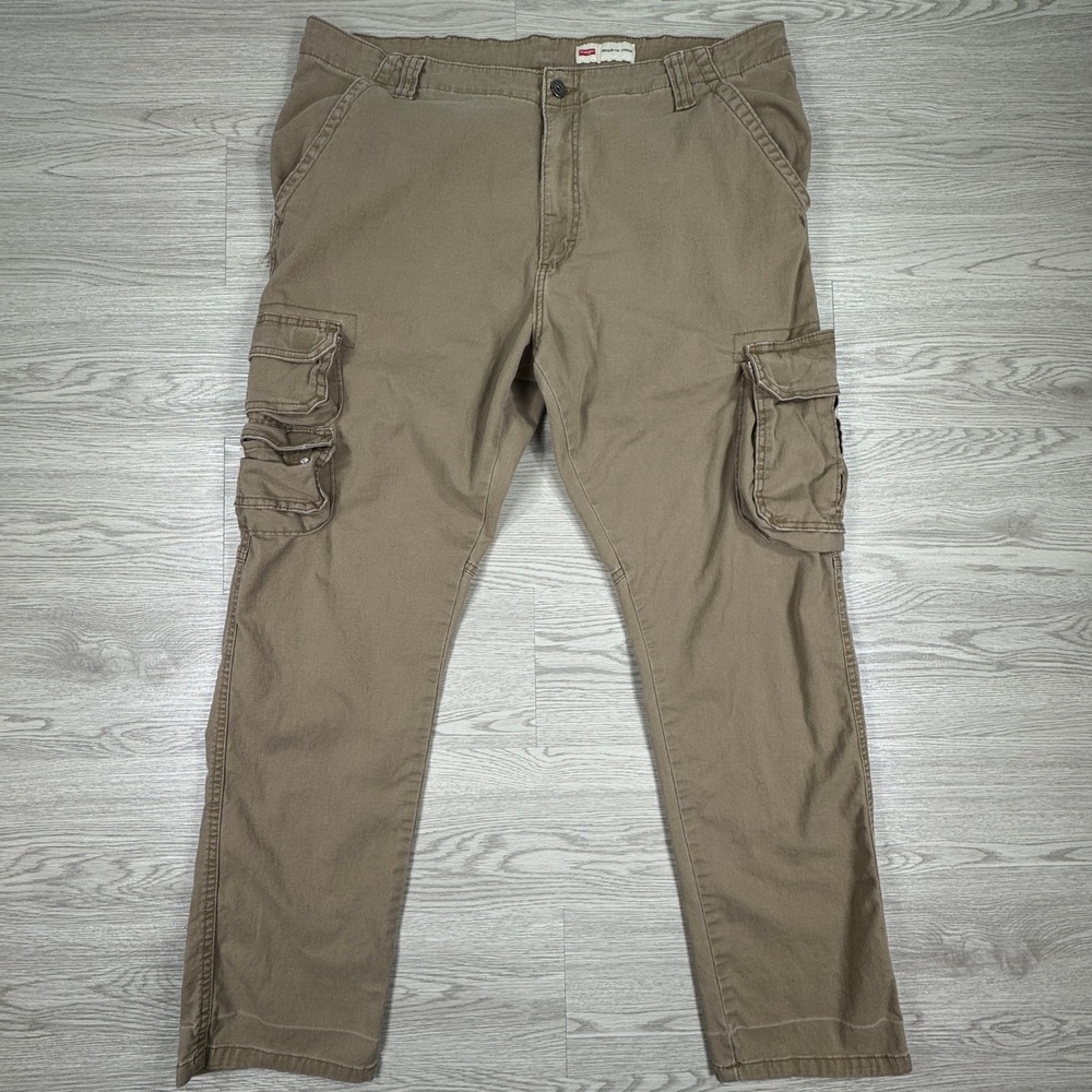 Wrangler Men's Cargo Pants Regular Taper Brown 38x30 Cotton Stretch Utility